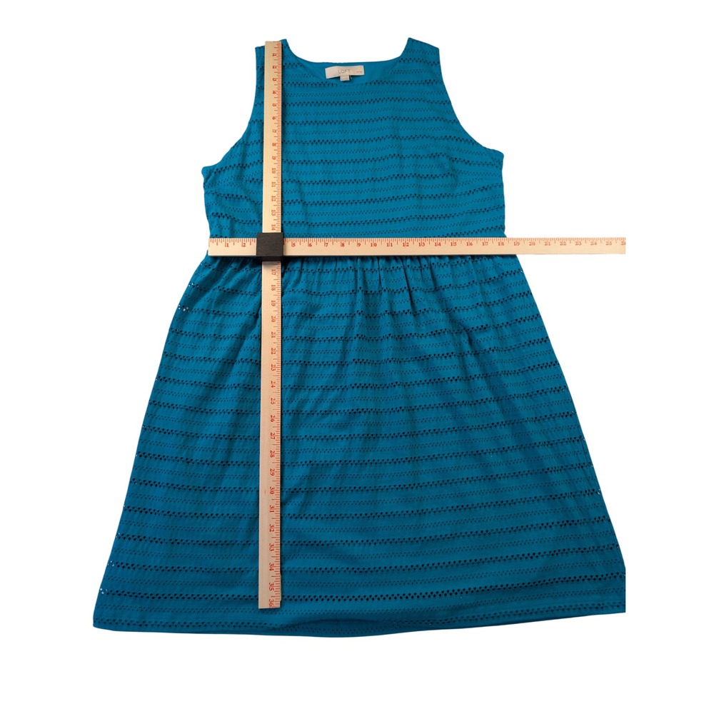 Ann Taylor Loft Teal Blue Eyelet Sleeveless Dress Petite XL XLP 70-364893